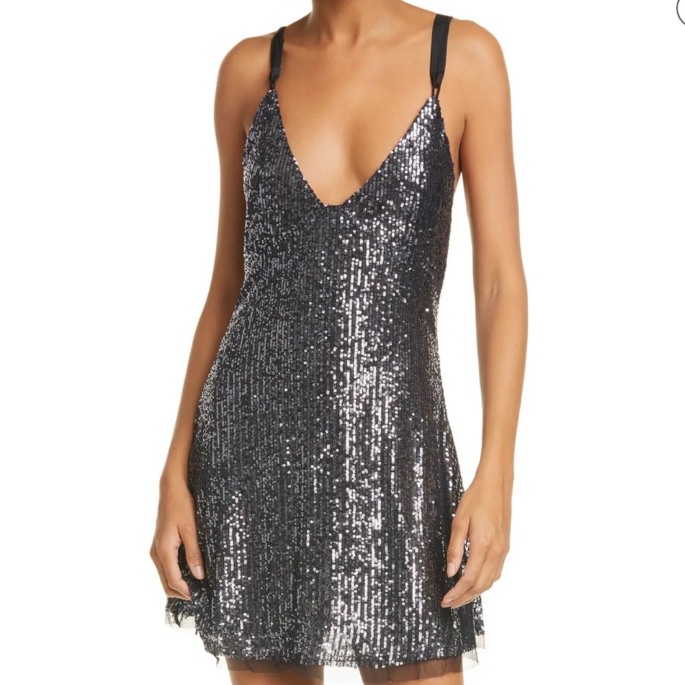 Free People Gold Rush Sequin Mini Dress Medium